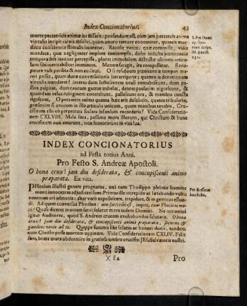 43-56, Index Concionatorius ad Festa totius Anni.