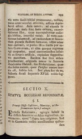 Sectio X. Status Ecclesiae Reformatæ.