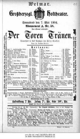Der Toren Tränen