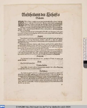 Außtheilung des Schaffts. Gesimbs.