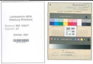 Entnazifizierung Karl Kremer , geb. 01.10.1899 (Sparkassenbuchhalter)