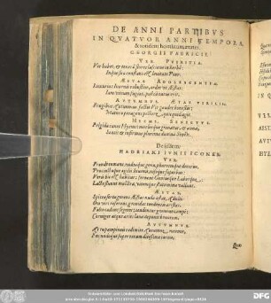 In Quatuor Anni Tempora, & totidem hominum aetates. Georgii Fabricii.