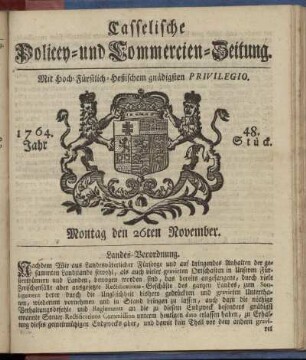 48. Stueck, Montag den 26ten November 1764