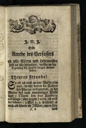 Erste Anrede des Verfassers