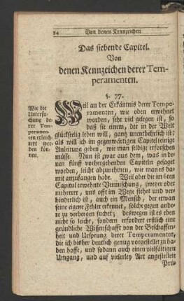 Das siebende Capitel. Von denen Kennzeichen derer Temperamenten