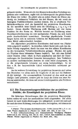 § 2. Die Zusammenhangsverhältnisse der projektiven Gebilde; die Einseitigkeit der projektiven Ebene.