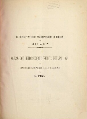 Osservazioni meteorologiche : eseguite nell'anno .... 1894