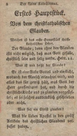 Erstes Hauptstück. Von dem christkatholischen Glauben.