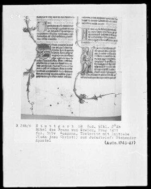 Lateinische Bibel in zwei Bänden für Franz von Gewicz — Textseite mit zwei historisierten Initialen, Folio 307verso