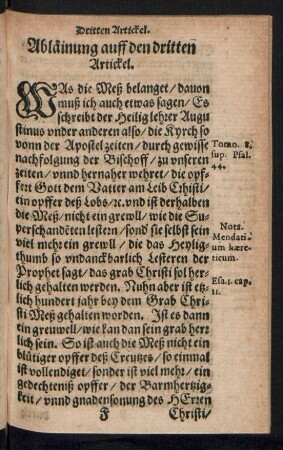 Abläinung auff den dritten Artickel.