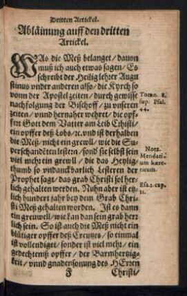 Abläinung auff den dritten Artickel.