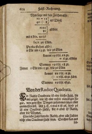 Von der Radice Quadrata