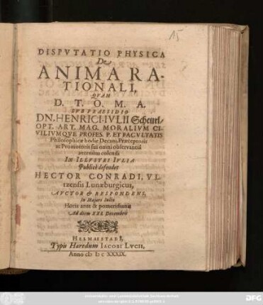 Disputatio Physica De Anima Rationali