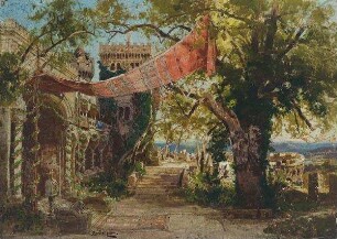 Szenenbild Burggraf von Nürnberg, 4. Aufzug: Terasse auf der Burg Falkenstein am Donnersberg