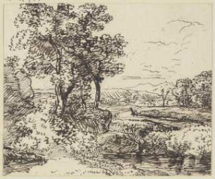 Landschaft mit Gewässer und Bäumen