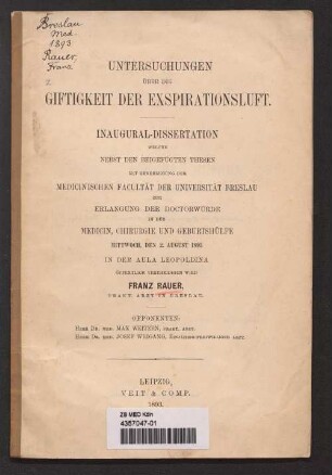 Untersuchungen über die Giftigkeit der Exspirationsluft