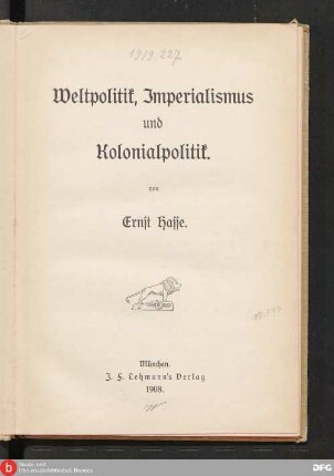 Bd. 2, H. 1: Weltpolitik, Imperialismus und Kolonialpolitik