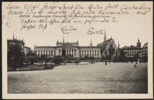 Leipzig. Augustusplatz, Universität mit Paulinerkirche, Café Felsche
