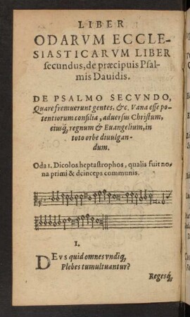 Odarum Ecclesiasticarum Liber secundus, de praecipuis Psalmis Davidis.