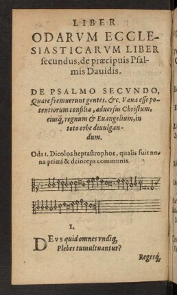 Odarum Ecclesiasticarum Liber secundus, de praecipuis Psalmis Davidis.