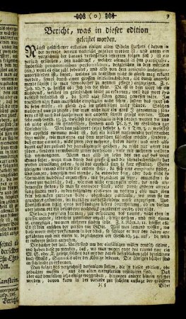 Bericht, was in dieser edition geleistet worden.