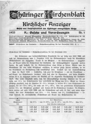 Nr. 1 : 2. Januar 1933