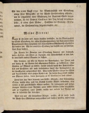 Als den 27ten Augst 1791...