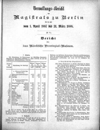 No. VI. Bericht über das Märkische Provinzial-Museum