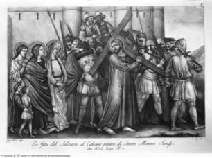 L'Etruria pittrice ovvero Storia della pittura toscana dedotta dai suoi monumenti che si esibiscono in stampa dal secolo X fino al presente / Marco Lastri. Traduttore in francese, Giuseppe Villette Firenze : Pagni & Bardi, 1791 - 1795. - 1 - 2 ; 2°Die Kreuztragung (tav.X) - L'Etruria pittrice ... Band 1.