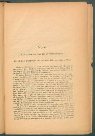 Las conferencias en la Universidad - El nuevo derecho internacional, por Alberto Ullao