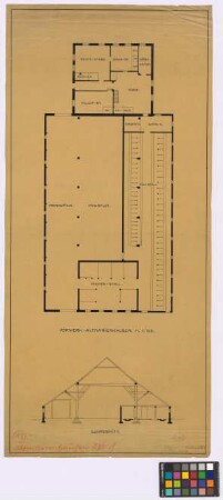 Altmarienhausen (Sande): Vorwerk. Haupthaus (Grundriss, Querschnitt)