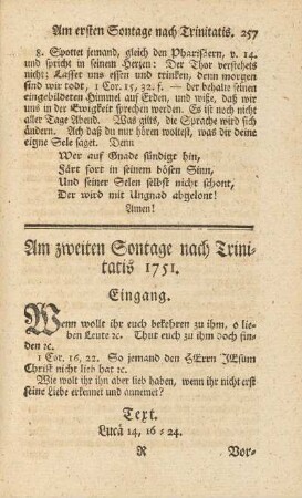 Am zweiten Sontage nach Trinitatis 1751