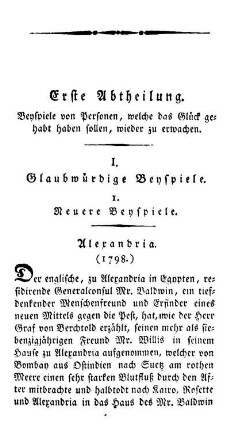 I. Glaubwürdige Beyspiele