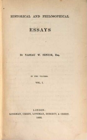 Historical and philosophical essays, 1