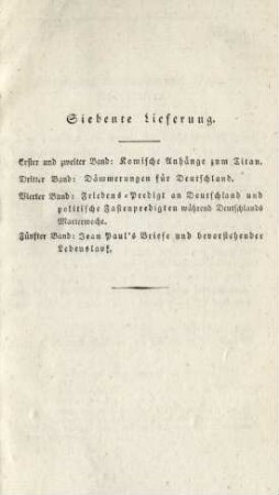 Siebente Lieferung (Inhalt)