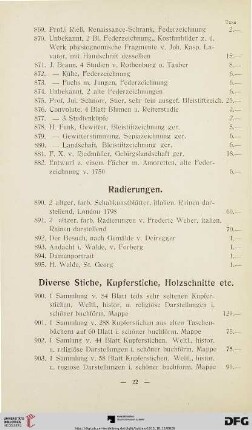 Diverse Stiche, Kupferstiche, Holzschnitte etc. (Nr. 900-912)