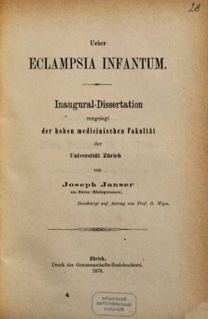 Über Eclampsia infantum