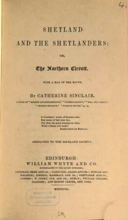 Shetland and the Shetlanders, or the Northern Circuit
