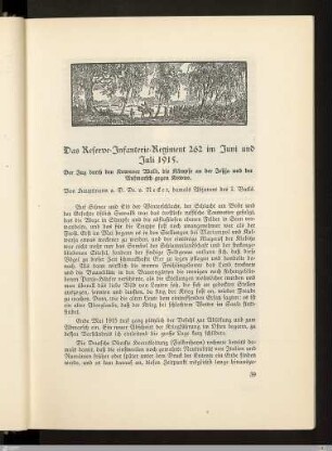 Das Reserve-Infanterie-Regiment 262 im Juni und Juli 1915