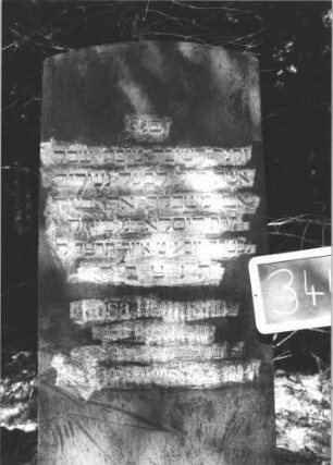 Grabstein 344 (Index: 99895737) Material: Granit Zustand: gut Maße HxBxT: 148x55x19 cm Beschreibung: Stele mit Segmentbogenabschluss; Sockel: Grabstein 344 (2)