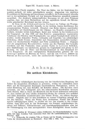 Anhang. Die antiken Kleinkünste