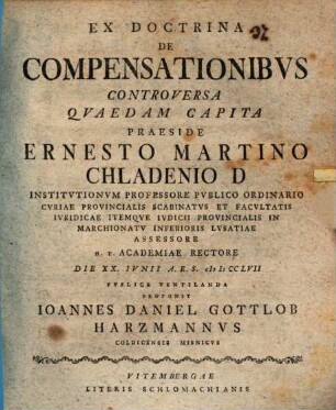 Ex doctrina de compensationibus controversa quaedam capita