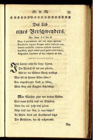 Das Lied eines Verschwenders.