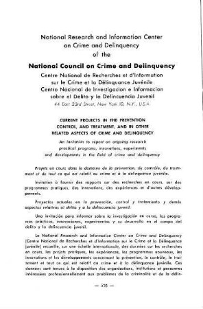 576-577, National Research and Information Center on Crime and Delinquency of the National Council on Crime and Delinquency, U.S.A.