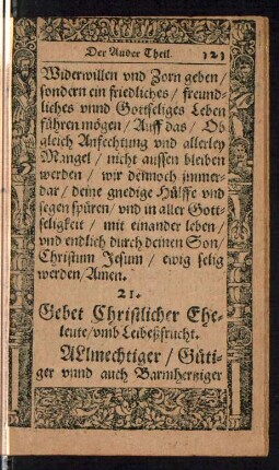 21. Gebet Christlicher Eheleute/ umb Leibeßfrucht.