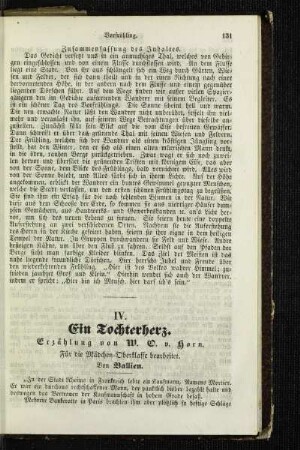 ¬Ein¬ Tochterherz : Erzählung ; für die Mädchen-Oberklasse