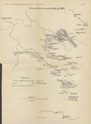 Karte: Plan 7. Marschkarte zum Feldzug 1866