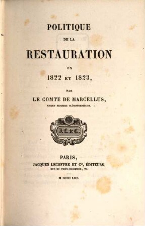 Politique de la Restauration en 1822 et 1823