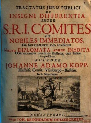 Tractatus Iuris publici de insigni differentia inter S. R. I. Comites, et nobiles immediatos