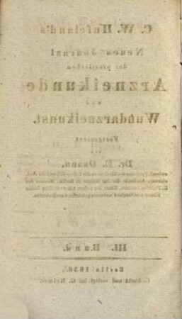 C. W. Hufeland's Journal der practischen Heilkunde. 86, 86 = Bd. 3. 1838